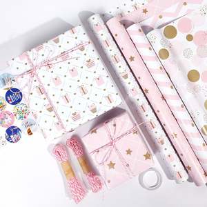 Wholesale Disposable Coated Virgin 80g Birthday <b>Pink</b> Art <b>Paper</b> 43*300cm Custom Luxury Gift <b>Wrapping</b> Packaging - Product Image 4