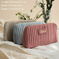 Pochette de voyage matelassée personnalisée avec logo, nouveau design, grande capacité, ouverte, portable, pour cosmétiques, durable, cadeaux pour demoiselles d'honneur, en velours