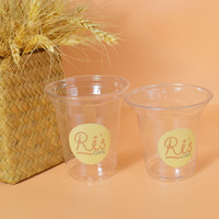 Gobelets en plastique transparent PET imprimés avec logo personnalisé, 12/14/16/18/20/24 oz, pour milkshake, smoothie, café glacé