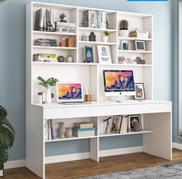 Bureau d'angle avec bibliothèque intégrée, bureau d'ordinateur combiné avec bibliothèque, style luxe léger, bureau d'étude à domicile avec dossier