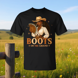 Camiseta para mujer Boots On The Ground Juneteenth Black Cowgirl - Product Image 3