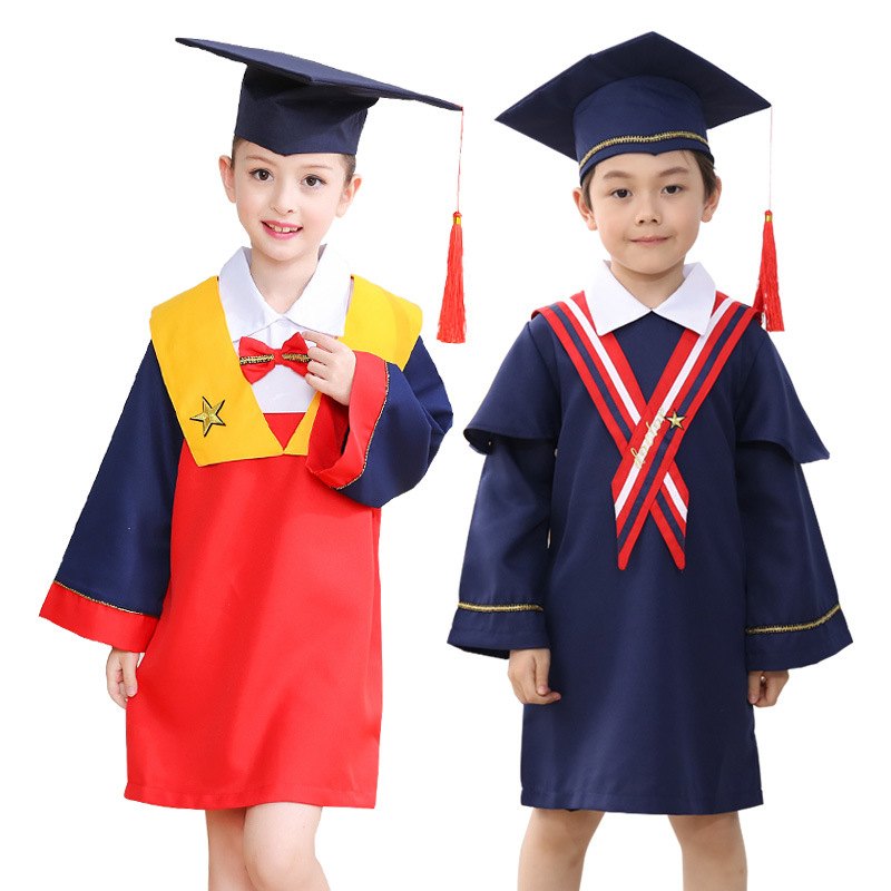 TAIAOJING Kindergarten & Preschool Graduation Gown Cap Set Toddler Girls Boys Graduation Photo Graduation Dress Graduation Gown Dress With Hat 2pc Set 4-5 Years