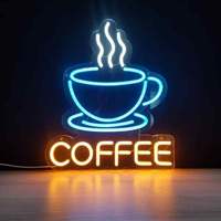 Enseigne néon en acrylique étanche pour tasses à café, logo personnalisé, signalétique pour café, bistro, devanture de magasin, affichage commercial