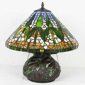 Lampe de table LongHuiJing 18,5 pouces, style Tiffany européen, abat-jour en verre teinté, base en mosaïque libellule, LED AC multicolore - Product Image 5