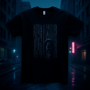 เสื้อยืดดิจิตอลดีท็อกซ์สีดำสำหรับผู้ชายขนาดกลางพิมพ์ลายกราฟิกสไตล์เมทริกซ์ - Product Image 3