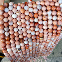 Perles rondes en agate rose naturelle, une chaîne de perles pour la fabrication de bijoux DIY, bracelet pour femmes et hommes, cadeau de bijoux
