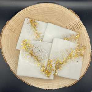 ชุดที่รองแก้วศิลปะทำจากเรซิ่นแบบคลาสสิกแผ่นรองเครื่องดื่มตกแต่งทำด้วยมือเหมาะสำหรับตกแต่งบ้านโต๊ะกาแฟหรือใช้ในสำนักงาน - Product Image 4