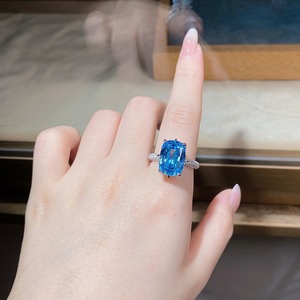 Luxury S925 Sterling Silver Ice Flower Cut Ring with Sapphire Set - Stylish Engagement and Wedding Ring for Women - Product Image 3