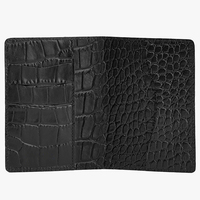 Dompet kartu kredit kulit buaya pria, dompet paspor minimalis lipat ganda, tempat kartu kredit ramping dengan Logo kustom untuk pria