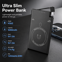 Batterie externe magnétique ultra-fine avec câble USB-C intégré, charge rapide PD20W