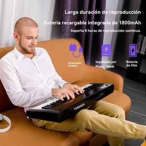 <span class=keywords><strong>Clavier</strong></span> de piano numérique PT611 TERENCE à 61 touches pour la pratique à domicile avec un design portable, piano numérique de niveau professionnel - Product Image 4