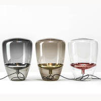 Lampe de table en verre fumé, style nordique, lampe de chevet décorative, lampe d'ambiance LED pour hôtel, chambre à coucher, salon