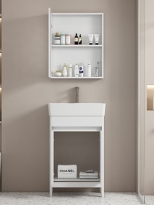 Meuble-lavabo mural moderne pour petite salle de bain, résistant à l'eau, style ferme, avec vasque en aluminium, garantie 3 ans - Product Image 3