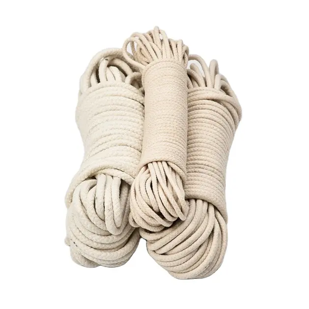 Cuerda de algodón de color natural personalizada de 1mm-10mm al por mayor cuerda trenzada redonda de 15m-50m para acampar y hacer senderismo