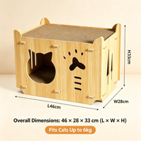 Griffoir pour chat moderne personnalisé à 2 niveaux avec design résistant aux griffures en carton et bois pour protéger le canapé et encourager le jeu