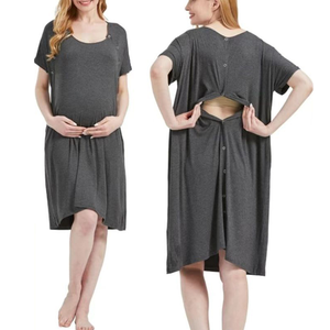 Robe de <span class=keywords><strong>nuit</strong></span> de maternité personnalisée pour femmes, pyjama de maternité en coton pur, vêtements de <span class=keywords><strong>nuit</strong></span> d'automne et d'été, pyjamas de maternité, vêtements d'<span class=keywords><strong>allaitement</strong></span> - Product Image 2