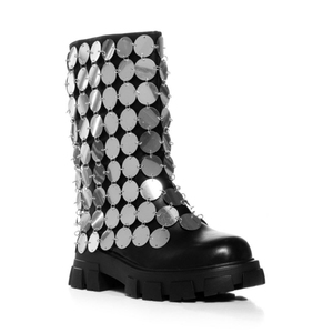 Offre Spéciale femmes plate-forme talon épais réfléchissant argent décoration <span class=keywords><strong>bottes</strong></span> filles brillant plat <span class=keywords><strong>bottes</strong></span> <span class=keywords><strong>hautes</strong></span> - Product Image 2