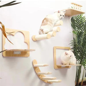 Étagère <span class=keywords><strong>hamac</strong></span> pour chat en bois, griffoir mural gravé, perchoirs d'escalade pour chat, griffoir multifonction, ensembles de meubles pour chat, pont, échelle - Product Image 5