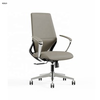 Chaise de bureau de direction à dossier haut pivotant Boss Accoudoir en aluminium en cuir véritable en aluminium PU pour le bureau