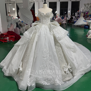 Mct003 Sparkly Bridal Ball Gown Beaded Bodice Layered <b>Ruffle</b> Overskirt Floral Lace Princess Wedding <b>Dress</b> Jancember - Product Image 6