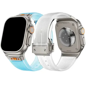 Eraysun tali silikon kustom penjualan laris tali silikon jam tangan tali olahraga konektor logam untuk Apple Ultra 2 jam 5 6 7 8 SE