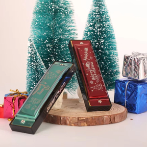Cadeau de Noël 10 trous Blues Harmonica <span class=keywords><strong>Set</strong></span> Holiday Gift Mouth Organ Harmonica - Product Image 1
