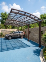 Abri de voiture moderne en alliage d'aluminium avec toit en arche, couverture en polycarbonate, structure thermolaquée, abri pour 2 voitures, auvent extérieur durable