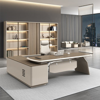 Scrivania a L con Mobile Laterale Boss Wood di Foshan, Combo Moderno e Minimalista per Manager, Scrivania per Computer con Armadietto Laterale per Ufficio