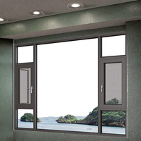 Ventana Abatible de Aleación de Aluminio de Diseño Moderno, Color y Tamaño Personalizados, Impermeable, Aislamiento Térmico, Ventana Exterior