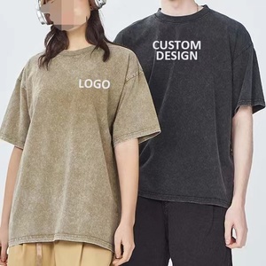 250gsm 100% Cotton Luxury Washed t Shirt <b>Boys</b> Heavyweight Acid <b>Wash</b> T-shirt Custom Oversized Blank Vintage T Shirt for Men - Product Image 1