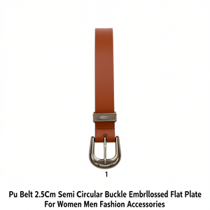 Ceinture en PU 2,5 cm avec boucle semi-circulaire et plaque plate embossée pour femmes et hommes, accessoires de mode - Product Image 3