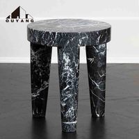 QUYANG meubles modernes personnalisés décoration de la maison salon Table d'appoint socle en marbre naturel banc tabouret en pierre siège