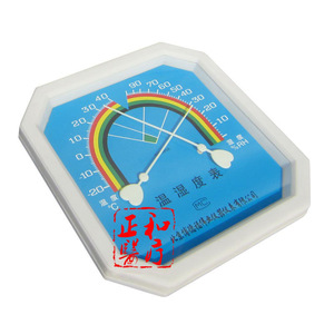 เครื่องวัดอุณหภูมิและความชื้นแบบหน้าปัดแปดเหลี่ยม พลาสติก สำหรับใช้ในบ้าน พร้อมสเกลสีรุ้ง - Product Image 4
