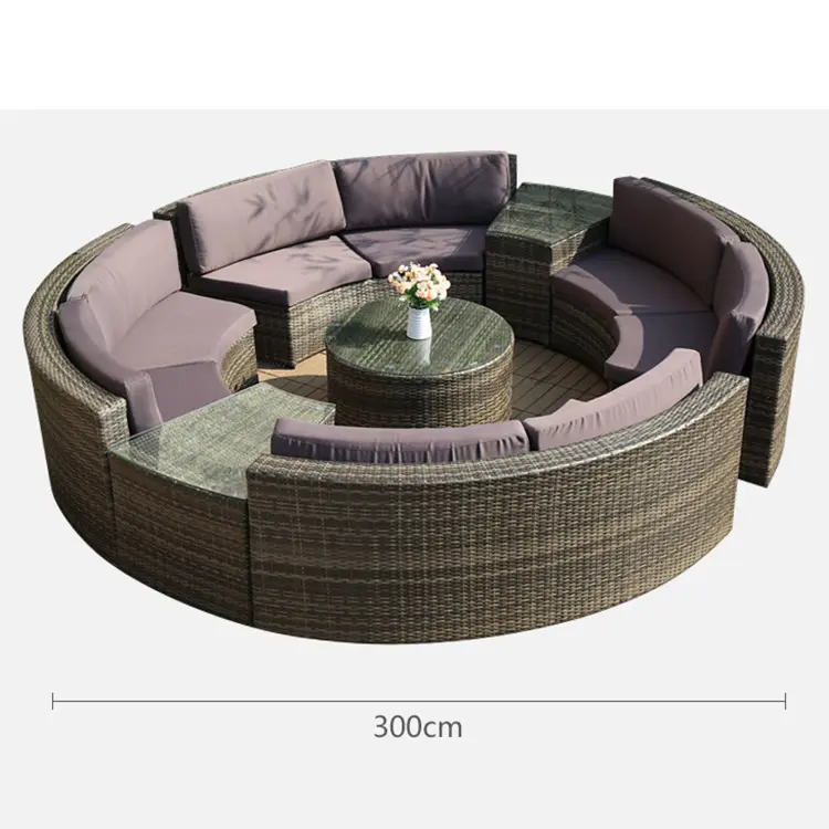 Venta caliente 7 PC muebles de ratán al aire libre sofás de jardín redondos para patio balcón ocio