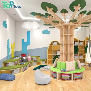 Estantería <span class=keywords><strong>creativa</strong></span> de árbol con asientos para niños Montessori muebles de área de lectura de madera para <span class=keywords><strong>aula</strong></span> preescolar o esquina de biblioteca - Product Image 1
