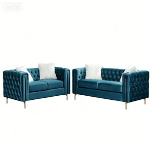 Modern Modular Extendable Tufted Velvet <b>Sofa</b> Set in Teal with <b>Gold</b> Legs Durable & Eco-Friendly for Living Room - Product Image 5