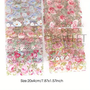 Lot de 10 autocollants de transfert pour nail art, motifs floraux roses et ciel étoilé, décorations pour manucure de mariage et d'été - Product Image 4