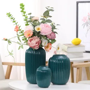 カラーフラワー花瓶ホーム装飾ラウンドセラミック花瓶セット