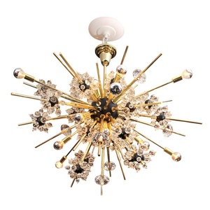 Plafoniera moderna sferica in cristallo e ottone con <span class=keywords><strong>lampadario</strong></span> Sputnik con <span class=keywords><strong>sfere</strong></span> nere - Product Image 1