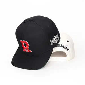 custom 6 panel 3D embroidery logo acrylic snapback caps curved brim black hats