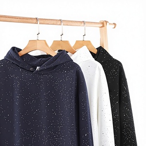 Sweat à capuche en coton 320g coupe ample anti-plis pour homme, couleur unie, collection automne - Product Image 2
