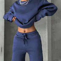 Ensemble deux pièces décontracté et confortable pour femme : sweat-shirt à col rond et pantalon large à cordon de serrage – Meilleures ventes