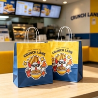 Sacs en papier kraft biodégradables et écologiques personnalisés avec logo pour la vente en gros, pour l'emballage de burgers, frites, poulet frit et de restauration rapide