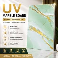 Panneau mural en PVC marbré brillant avec revêtement UV, épaisseur 2 mm, 3 mm, 5 mm, longueur personnalisable pour hall d'hôtel, villa