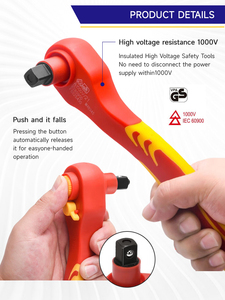 Clé à cliquet métrique professionnelle WEIDA en acier au carbone isolé anti-électrique 30 Nm à mâchoires dentelées, outils VDE pour le bricolage - Product Image 1