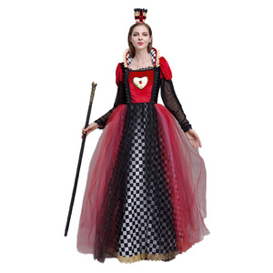Heart Queen Costume Red Black Checkered Dress Adult Cosplay Halloween Party Outfit - Product Image 5