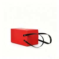 Boîte cadeau en papier rouge personnalisée avec fenêtre transparente en PVC et poignée en ruban noir, emballage en carton recyclable pour aliments/pâtisseries/bonbons