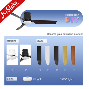 1stshine Ventilateur de plafond à LED Profil bas Lames en plastique de haute qualité 52 pouces Ventilateur de plafond encastré avec lumière - Product Image 4