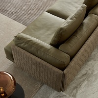 Echtes Ledersofa aus Hochwertigem Rindsleder im Italienischen Minimalistischen Stil, L-Form, Bewegliches Set für Hotel, Villa und Wohnzimmer