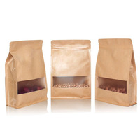 Sac à fond carré biodégradable, en papier Kraft blanc 12oz 340g café, sacs à fond plat avec fermeture éclair et Valve, vente en gros